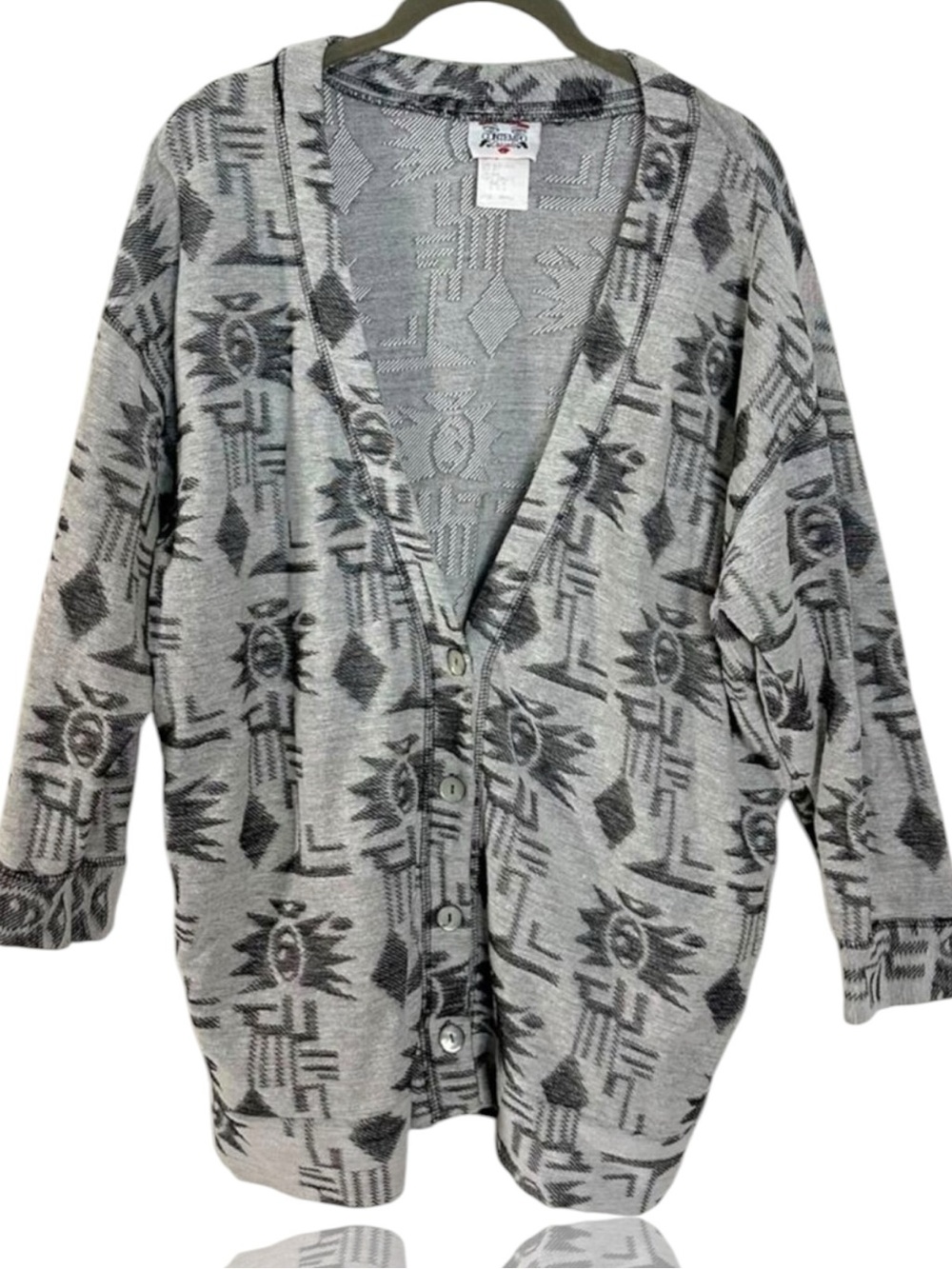 Vintage 80s Contempo Casuals Aztec Southwestern Oversized V Neck Cardigan Small